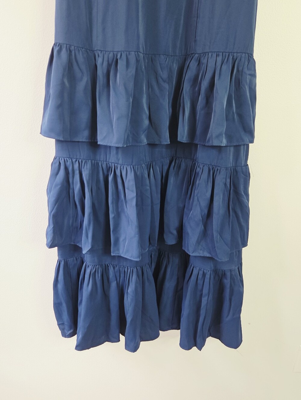 Abercrombie & Fitch Ruffled Tiered Maxi Dress Navy Medium Tall MT - Picture 4 of 8